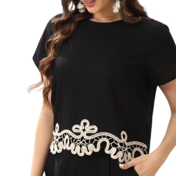 Linen Embroidered Top -DBT5507