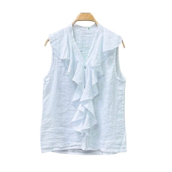 Linen Frill Top -FANG-25078-3 - Image 2